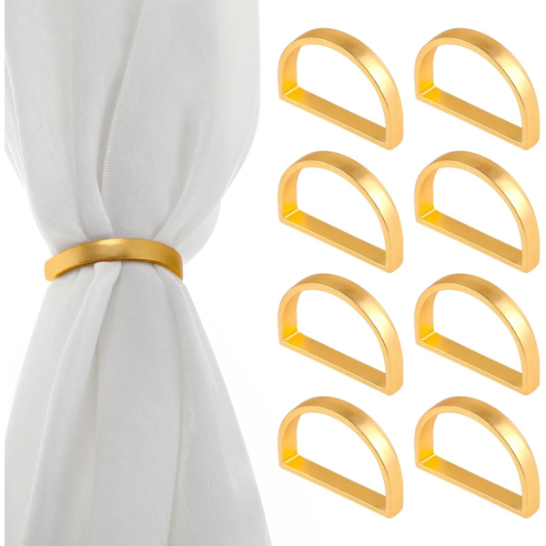 8 Serviettringer, Sølv Serviettholder Ring Elegant Sølv Serviettringer Dekor Metall Serviettringer for Borddekorasjon Valentinsdag Thanksgiving Gold