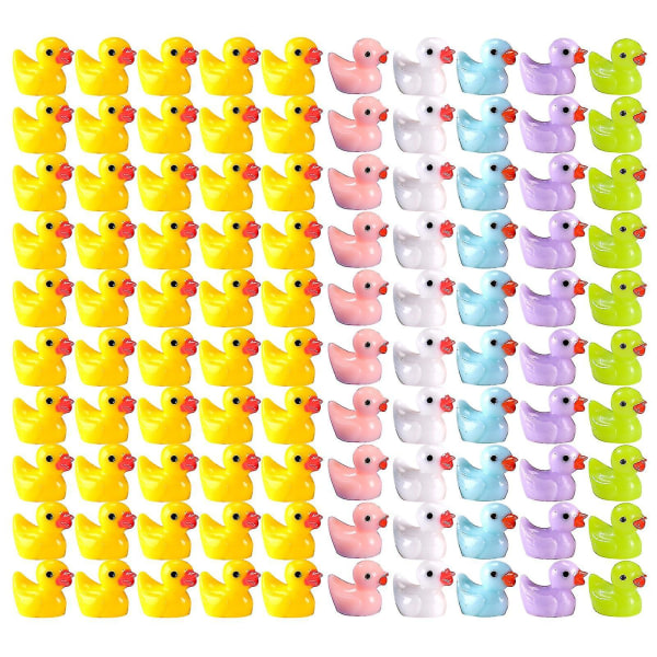 100 stycken Little Duck Set Realistisk form Hållbar harts Söt Anka Dekorativ mobiltelefon gör-det-själv-dekoration