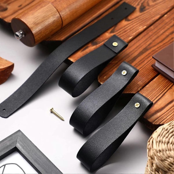 Väggkrokar i konstläder för gardinstänger, enkel installation, väggmonterad rem för vardagsrum, sovrum eller kök Black 12pcs
