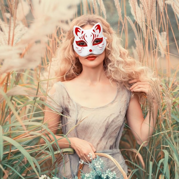 10 stk Therian Maske Kat Ræve Mask Therian Halloween Mask Therian Kostume til børn Voksne Blank maske til julefest & Therian WELLNGS