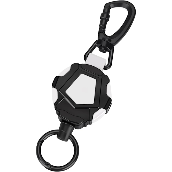 Retractable Keyring, Heavy Duty Retractable Lanyard, with Steel Wire Rope Retractable ID Badges Holder((Black White)