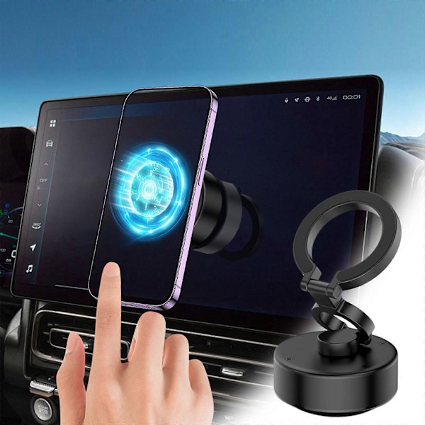 Kääntyvä Auton Imu-Puhelinteline 360 Taitettava Sähköinen Tyhjiömagneetti-Imu Autopuhelinteline Kaksipuolinen Universaali Älyteline Autoon/Peiliin Black