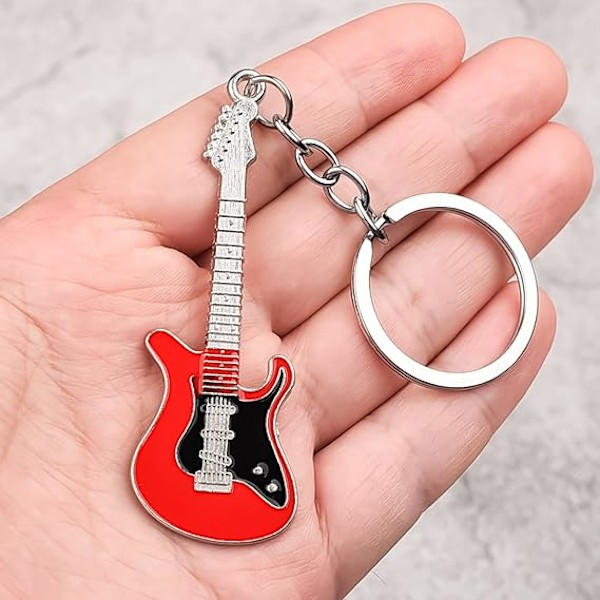 2 st gitarr nyckelring musik fans special replika nyckelring mini gitarr form hänge nyckelring tillbehör souvenir present