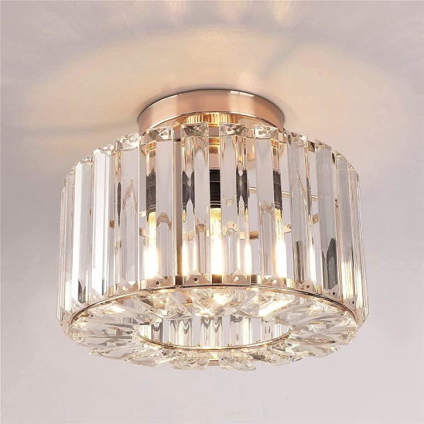 Taklampa i guld - Industriell kristall semi-infällt takbelysning Modern LED-kristallkronor som passar till vardagsrummet