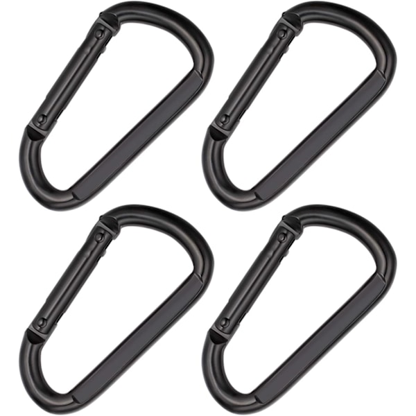 Sort fjederlås karabinhage klips heavy duty 3 tommer D-formet stålklips link spænde M8x80mm 4stk