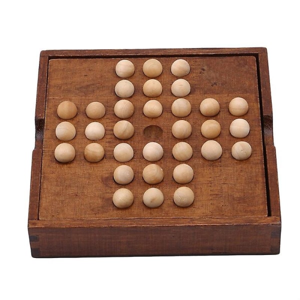 Nyt Disk Wood Peg Solitaire Brætspil Sæt Pædagogisk legetøj Håndlavet legetøj Børnepuslespil brætspil B