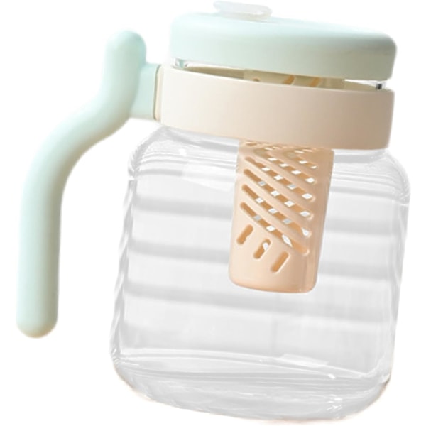 Glas Te Infuser Krus med Si, Vandflaske 950ml med Håndtag med Låg og Tubularis Vandkop Pot Glas Te Krus til Skole Blue