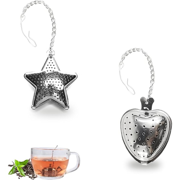 Te-bladinfuser, 304 rustfrit stål te-si, te-infuser mesh te-kuglefilter med kæde til løs te