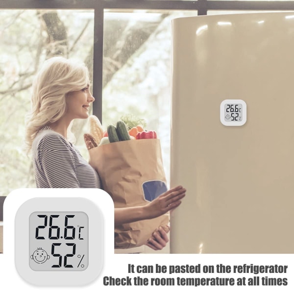 2 STK LCD digitalt hygrometer termometer, termometer romtemperatur, innendørs hygrometer termometer med temperatur fuktighetsmåler for soverom