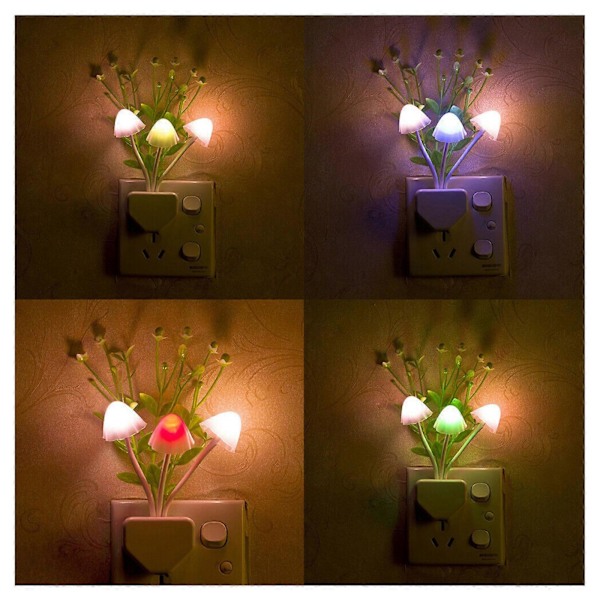 2-pack Romantisk Färgrik Sensor LED Svamp Nattlampa Vägglampa Heminredning