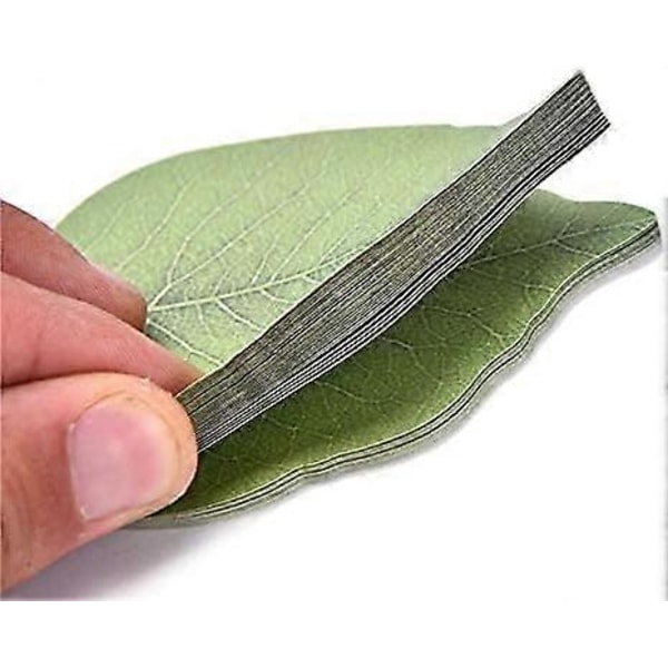 100 Ark Sticky Notes, Vackra Gröna Bladformade Självhäftande Anteckningsblock, 2-pack Sticky Note Pads, Sticky Memo Setes