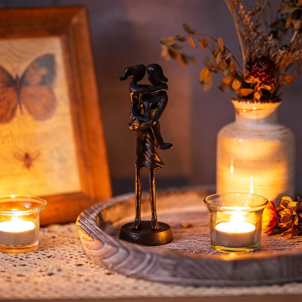 Jernmor og datter skulptur gave - Svart metall mamma datter statue for morsdag bursdag fra datter til mamma unik figur ornament