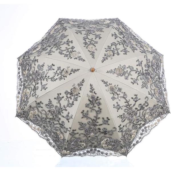 Hopfällbart UV-parasoll Snö/Regn/Solparaply Broderi Bröllopsparaply