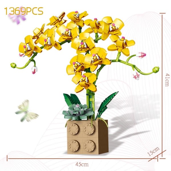 Moc Bouquet Orchid blokkblomst Sukkulenter Byggeklosser i potter PASSER til 10311 Romantisk sett Montering Bygg Lekepike gave uten boks6 without box6