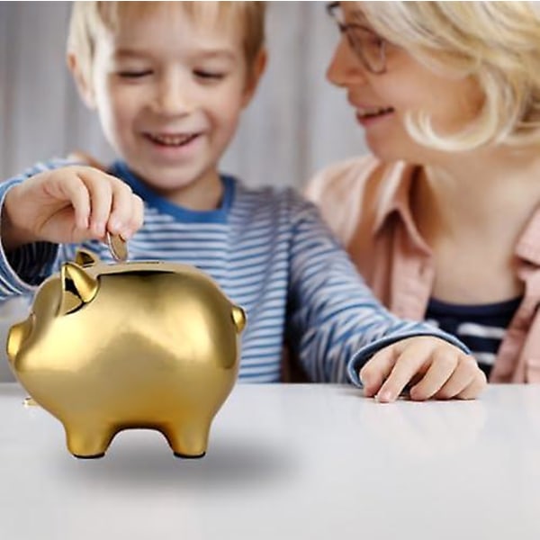 Keraaminen kultainen säästöpossu Söpö kolikko säästöpossu kodin sisustus Lucky Pig -koristeet aikuisille pojille tytöille