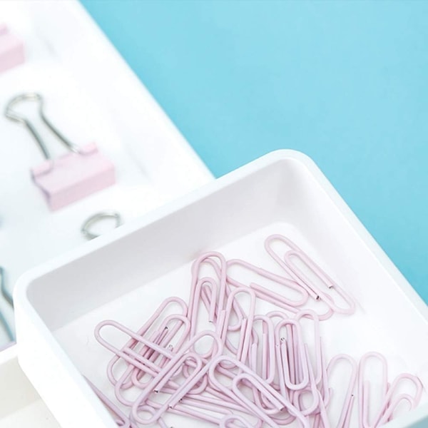 Assorterede lyserøde papirclips, papirclips, push pin sæt, holdbare og