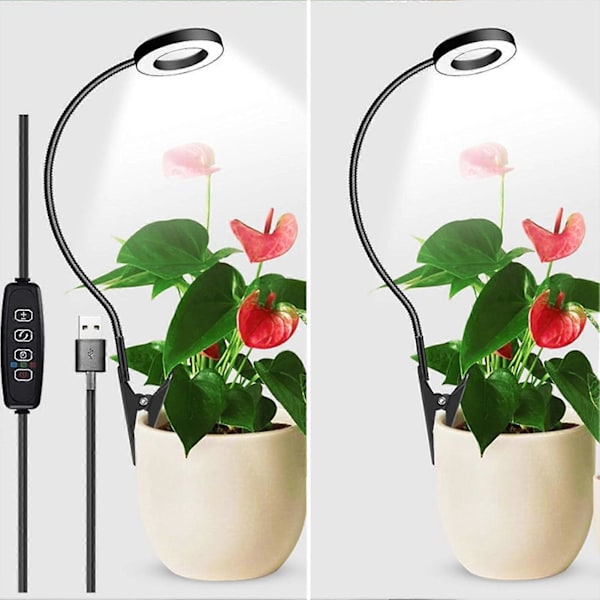 Full Spectrum Växtlampa med 360-graders Svanhals Hög Ljusstyrka Dimbar Clip-on LED Växtlampa Blomväxtlampa 1 White A