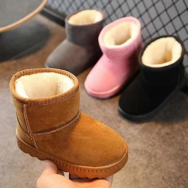 Motebarn Casual Sko Baby Gutter Jenter Snø Varme Støvler Løpesko Merke Sport Hvite Sko Barn Fleece Sneakers Black 29(17.7cm)