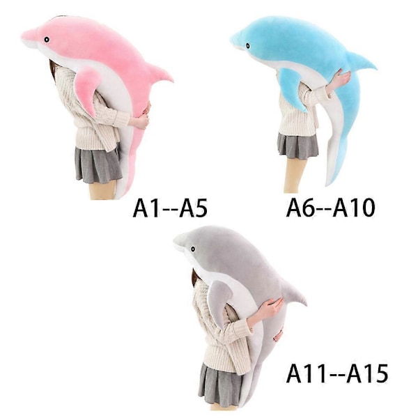 Dolphin Fyldte Dyr Blød Pude Super Blød Dolphin Havdyr Bløde Legetøj Dukker Sovepude til Drenge Piger Gave Hurtig Grey 100CM