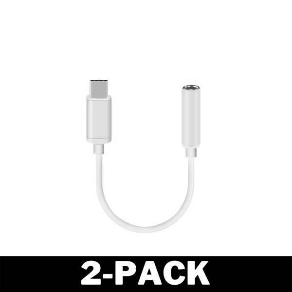 Digital USB-C 3,5 mm - AUX fungerer med ALLE nye telefoner 2-pakning 2-Pack