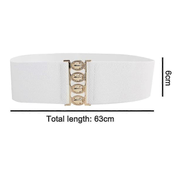 Bred Elastisk Talje Cinch Stretch Taljebånd Retro Spænde Bælte White