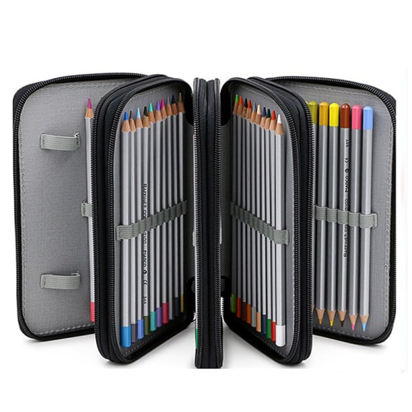 72-fack Pencil Organizer Förvaring 4-lagers pennväska med stor kapacitet Svart utan penna