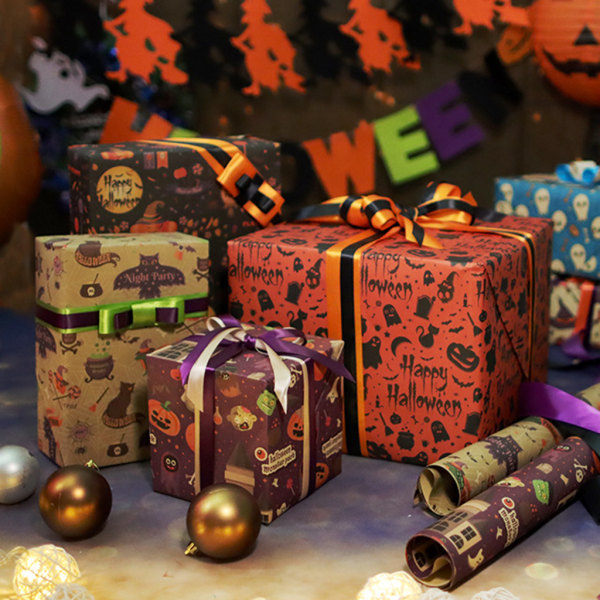 5 st Halloween-pappers Halloween-elementtryck Presentpåse Förpackning