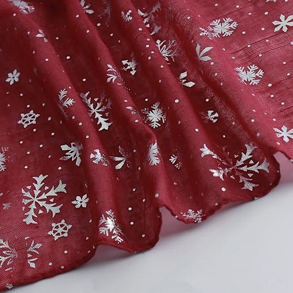 Damernas Broderad Chiffon Sjal Wrap Sjal Lättvikts Sjal Mode Sommar Höst Sjal, Burgunder