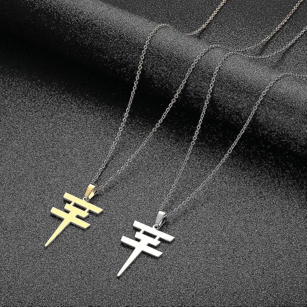 Cxwind Tokio Hotel Halsband Rostfritt stål Tokio Hotel Pendel Logo Bill Kaulitz Logo Symbol Halsband Kb Silver