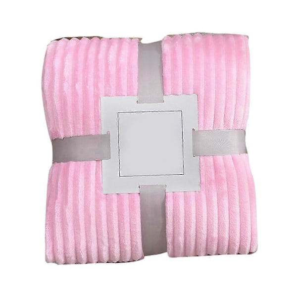 Stort Flanell Fleece Tæppe 100x150cm Polyester Blødt Behageligt Let Luksus Sengetæppe til Pink