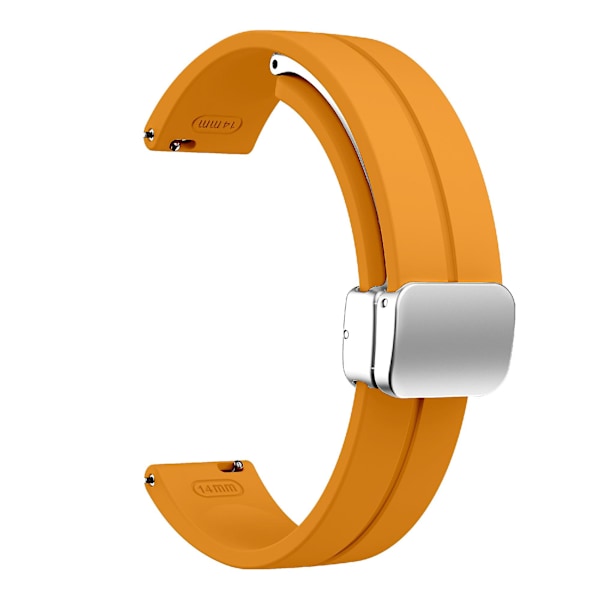 Silikonarmband för Garmin Lily 2 med Magnetisk Vikbar Spänne Yellow Silver Buckle