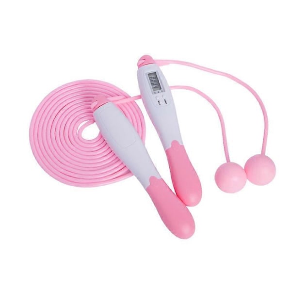 Digitalt hopprep med timer, kaloriräknare, träningsredskap, rosa