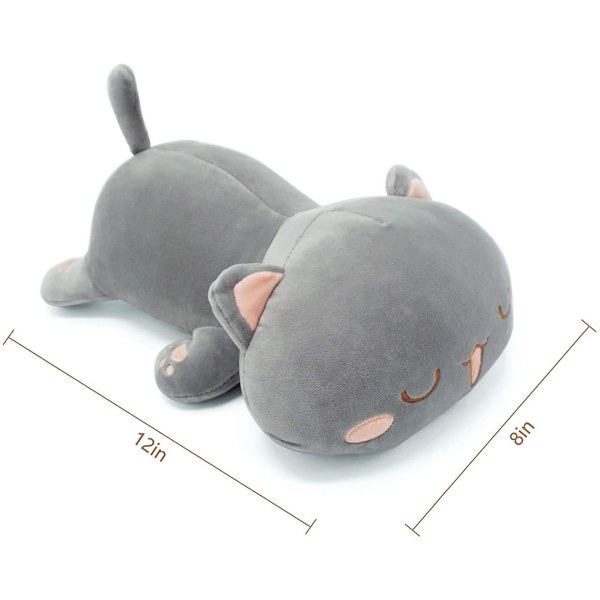 Sød killing plys legetøj udstoppet dyr Pet Kitty Blød anime kat plys pude til børn (grå, 12")