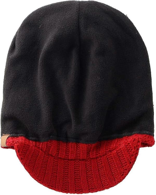 Hatt med skärm för män, vinter, stickad, tjock, utomhus Red One Size