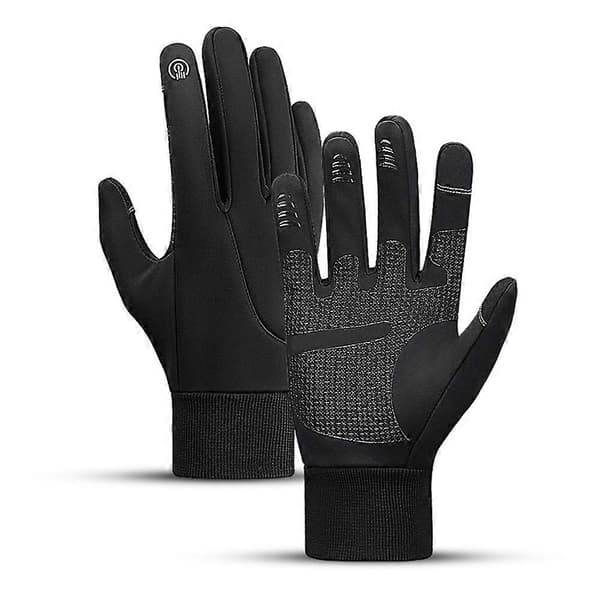 Vanntette hansker for menn og kvinner, varme vinterhansker med sensitive fingertupper Black S