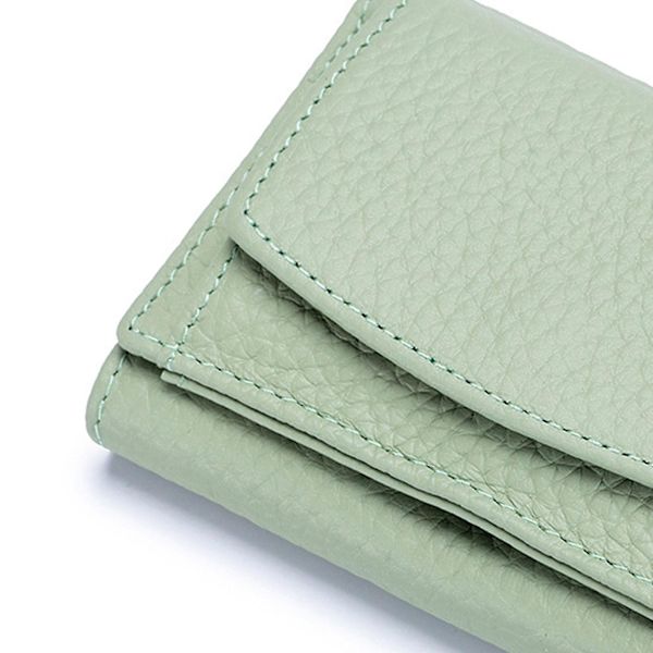 Premium-lompakot naisille - Pieni kolminkertainen luottokorttipidike nahkaisella taittuvalla kolikkotaskulla Green