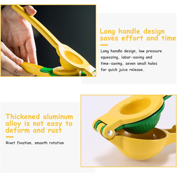 Citronpressar, 2-i-1 Premium Kvalitet Metall Citron Orange Lime Citrus Handpress Juicepress Manuell Citronpress Säker Snabbare och Effektiv Fruktjuicepressning