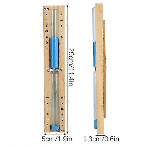 Sauna Timer 15-Minutters Timeglass - Roterbart Sandur i Tre for Infrarød, Damp & Tønnebadstuer, Saunatilbehør Blue
