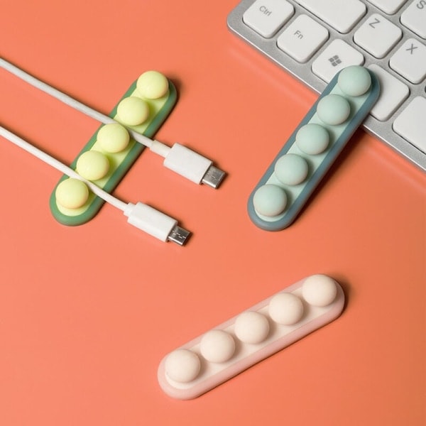 1 Pak Blød Silikon USB Kabel Organizer Kabelopruller Selvklæbende Holder Klip Høretelefon Mus Ledning Beskytter Skrivebordsstyring Pink