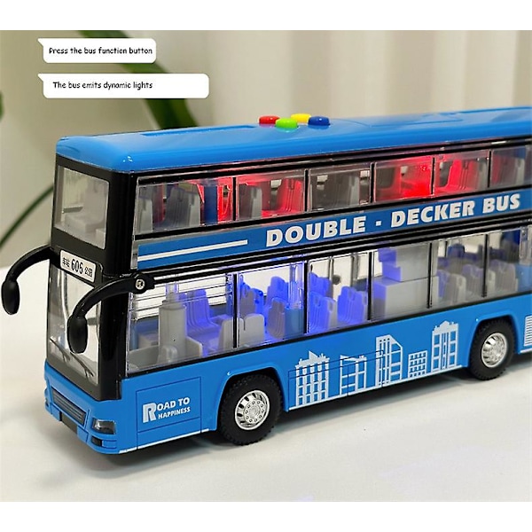 Børnebus legetøj stor åben dør bus model simulering kan fortælle historier lyd og lys stor bus legetøj Double layer blue