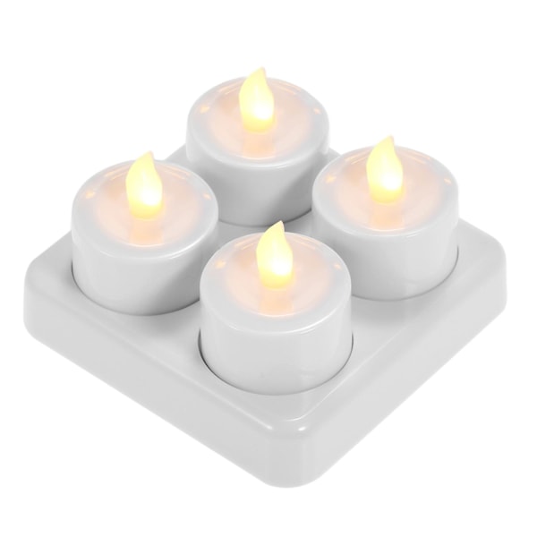 4-pack Laddningsbara LED-Ljus med Flimmerande Låga, Teeljus, Ljus med Frostade Koppar