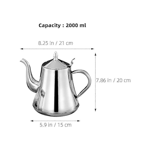 Metal Kaffekedel Kontor Kaffekande Lang Tud Kaffekedel Rustfrit Stål Kaffekande 2000ML