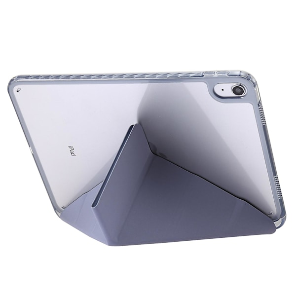Origami Tri-Fold Stativ Tablet Cover til iPad 10.9 (2022), PU Læder + Transparent Akryl Etui Purple iPad 10.9 (2022)