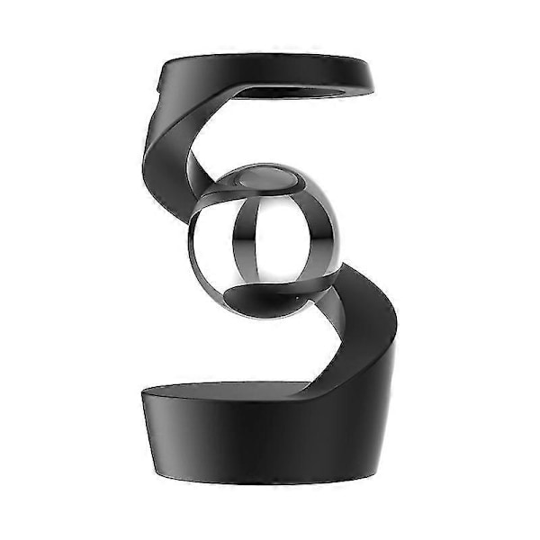Tyngdkraftstrotsande kinetisk skrivbordsleksak, skrivbordsgyroskop, optisk illusionsleksak, sfär i rostfritt stål, stressreducerande kinetisk skulptur Black silver