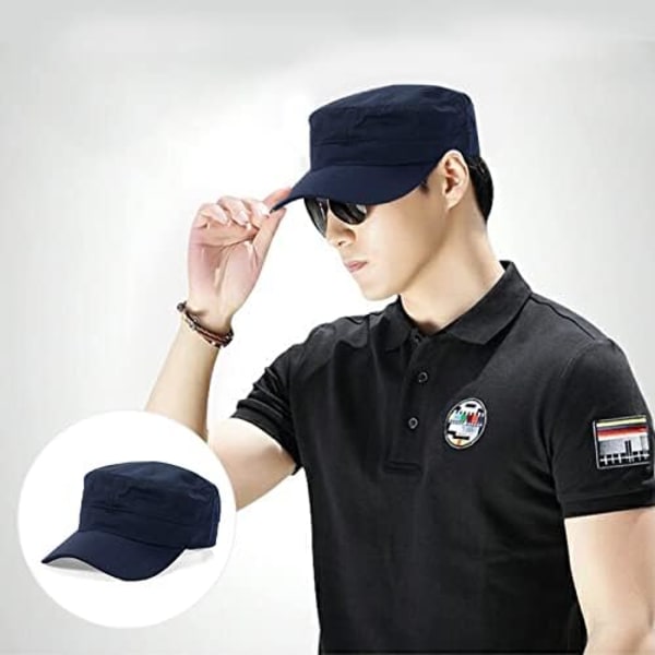 Unisex Klassisk Army Cap Flat Top Plain Hat, Justerbar Fashionable Military Sport Caps, Cadet Cap, Åndbar Udendørs Hatte