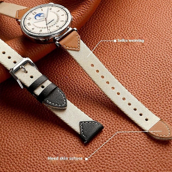 18MM Læder Nylon Rem Til Huawei Watch GT 5 Pro 42m GT 5 41mm GT 4 41mm GT 3 42mm Kvinder Komposit Multicolor Saddle Brown