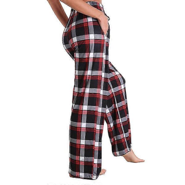 Dam Pyjamasbyxor Stretch Loungebyxor Rutiga Pyjamasunderdelar 2XL Brown