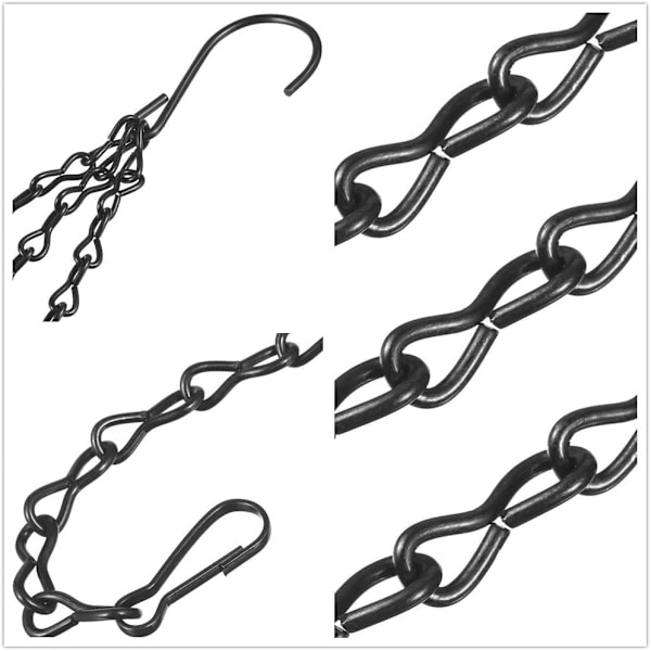3-pack Hängande Kedjeset, Ersättningskedja, Metall, Hängkorg, Kedjor, Trädgård, Blomkruka, Växtupphängning med Klämmor och Krokar för Fågelmatare