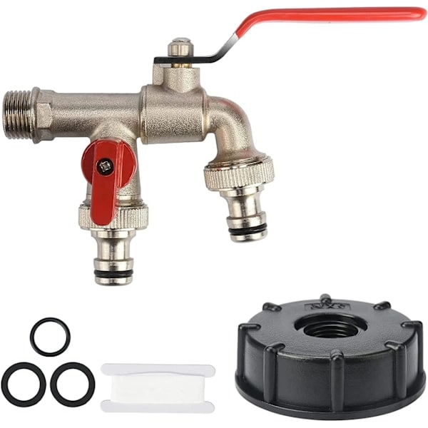 1/2\" Mässingkrananslutning, 1000L Tankadapterkran, Regnvattenuppsamlarkran för Trädgård, Tank