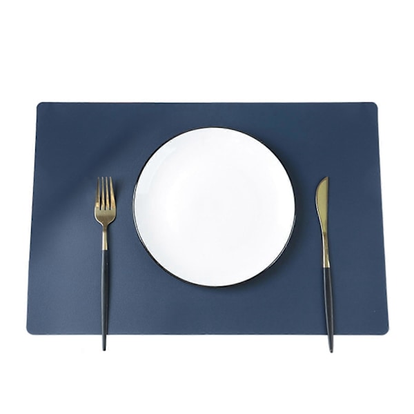 Kunstlæder Bordskånere Varmebestandige Anti-Skrid Sikker Bordskånere Pletfrie Genanvendelige Rektangulære Design Bordskånere til Hjem Køkken Dekoration Spisebord Blue